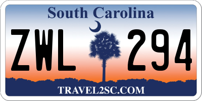SC license plate ZWL294