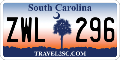 SC license plate ZWL296