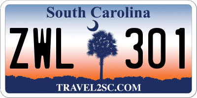 SC license plate ZWL301
