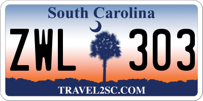 SC license plate ZWL303