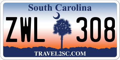 SC license plate ZWL308