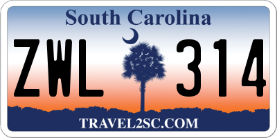 SC license plate ZWL314