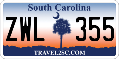 SC license plate ZWL355