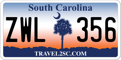 SC license plate ZWL356