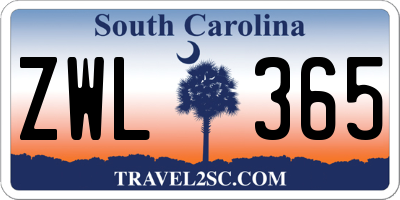 SC license plate ZWL365