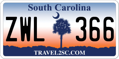 SC license plate ZWL366