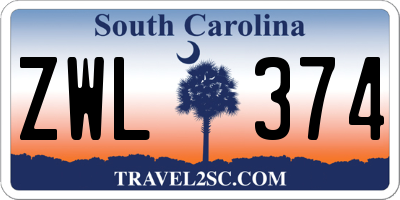SC license plate ZWL374