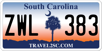 SC license plate ZWL383