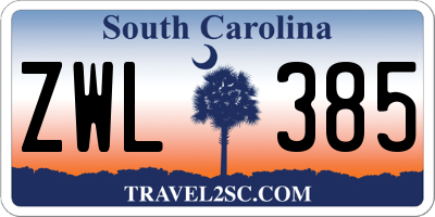SC license plate ZWL385