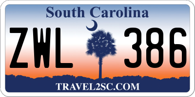 SC license plate ZWL386