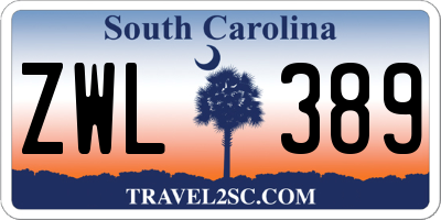 SC license plate ZWL389