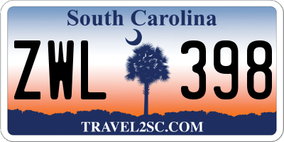 SC license plate ZWL398
