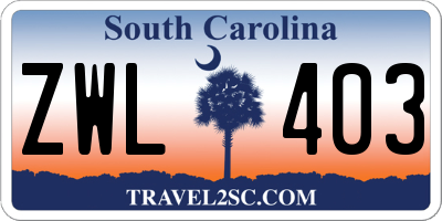 SC license plate ZWL403