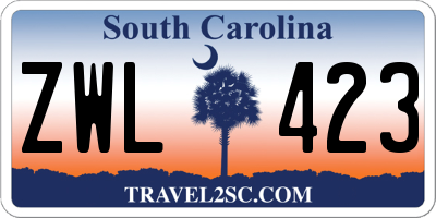 SC license plate ZWL423
