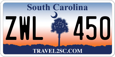 SC license plate ZWL450