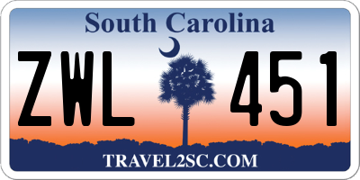SC license plate ZWL451