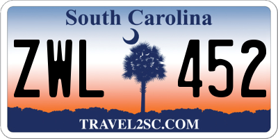 SC license plate ZWL452