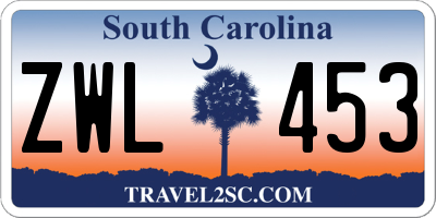 SC license plate ZWL453