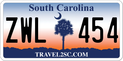 SC license plate ZWL454