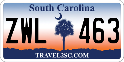 SC license plate ZWL463