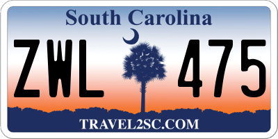SC license plate ZWL475