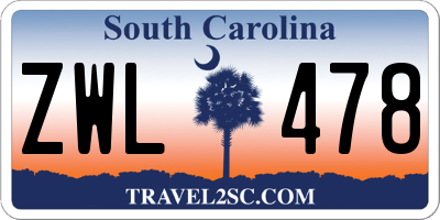 SC license plate ZWL478