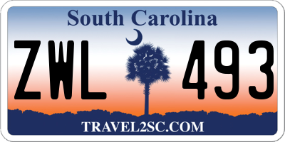SC license plate ZWL493