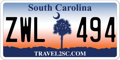 SC license plate ZWL494