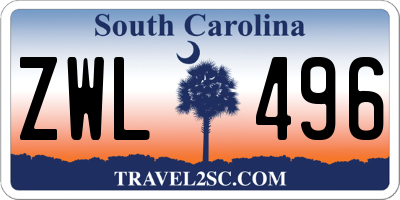 SC license plate ZWL496