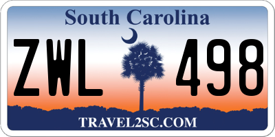 SC license plate ZWL498