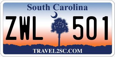 SC license plate ZWL501