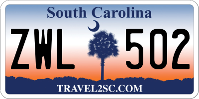 SC license plate ZWL502