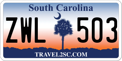 SC license plate ZWL503
