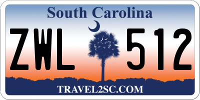 SC license plate ZWL512