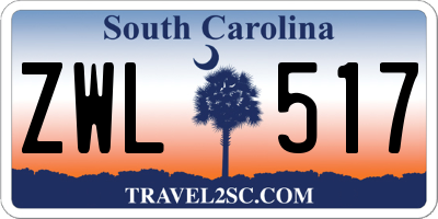 SC license plate ZWL517