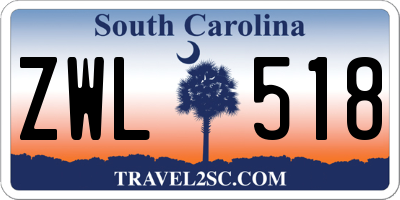 SC license plate ZWL518