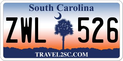 SC license plate ZWL526