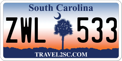 SC license plate ZWL533