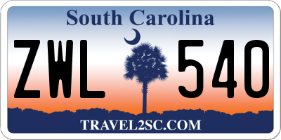SC license plate ZWL540