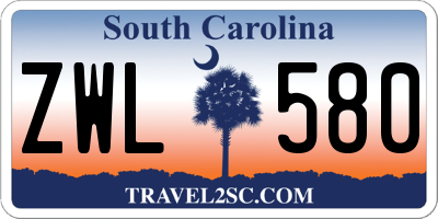 SC license plate ZWL580