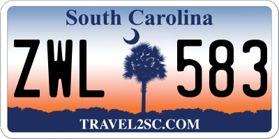 SC license plate ZWL583