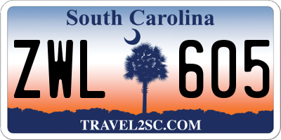 SC license plate ZWL605