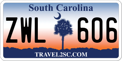 SC license plate ZWL606