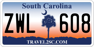 SC license plate ZWL608