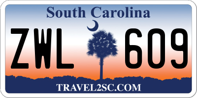 SC license plate ZWL609