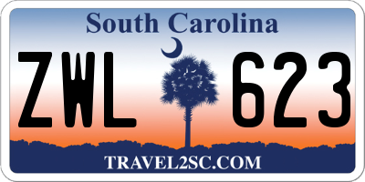 SC license plate ZWL623