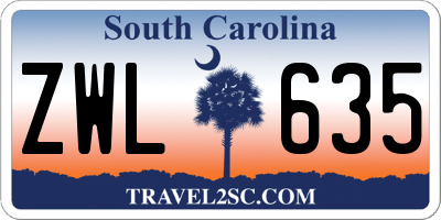 SC license plate ZWL635