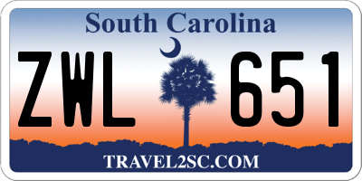 SC license plate ZWL651