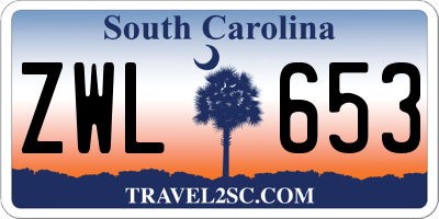 SC license plate ZWL653