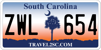 SC license plate ZWL654